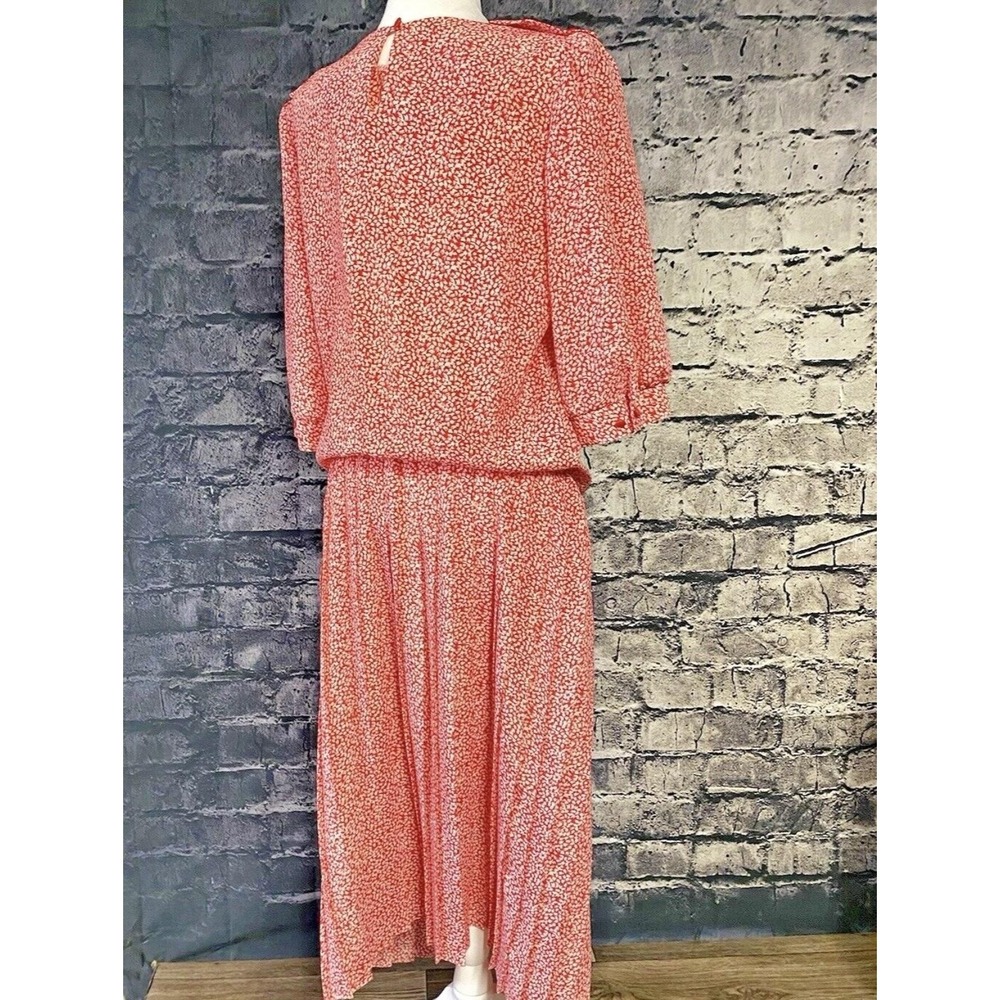 Vintage Breli Originals Dress Womens 10 Red Pleated Elastic Waist‎ Made USA 70s - Picture 7 of 12